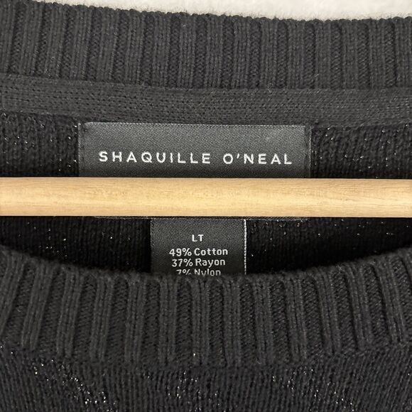 Shaquille O’Neal XLG Lurex Black Round Neck Sweater Size Large Tall NWT - Picture 2 of 5